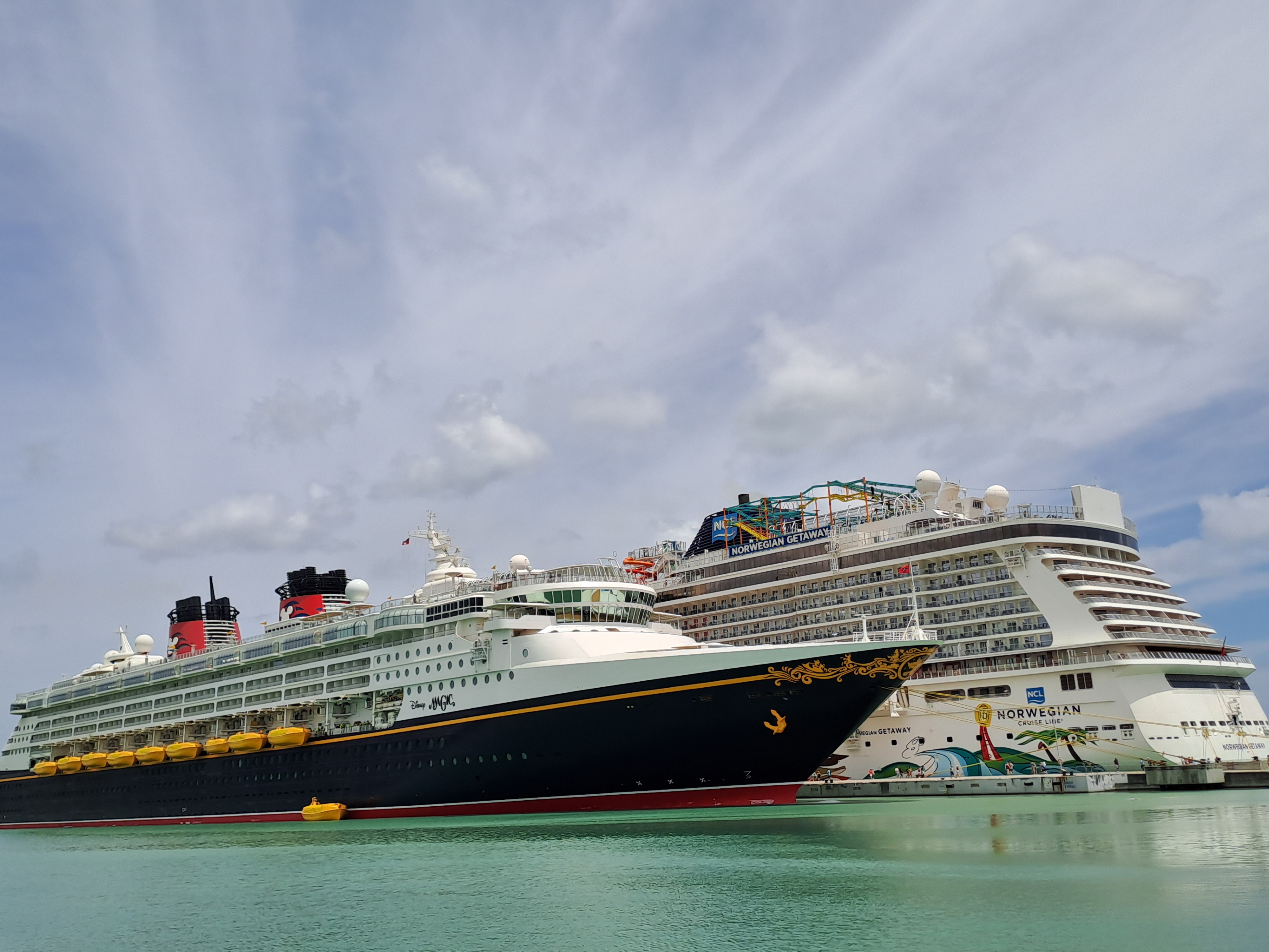 Two Cruise Ships Dock at Antigua Cruise Port During The Summer Season